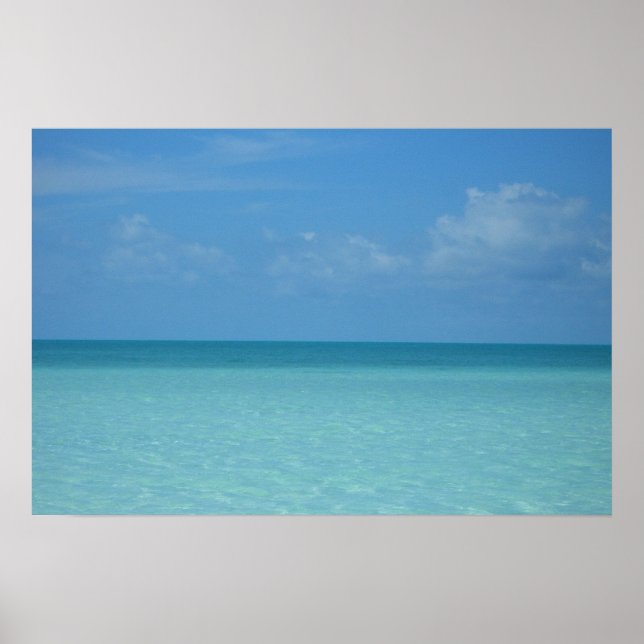 Póster Horizonte Caribeño Azul Turquesa Tropical (Frente)