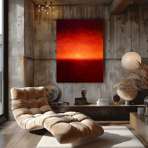Póster Horizonte Carmesí Abstracto Con Luz Naranja Brilla