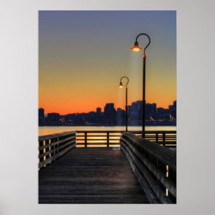 Póster Horizonte céntrico de Seattle Washington