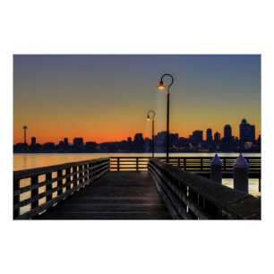 Póster Horizonte céntrico de Seattle Washington