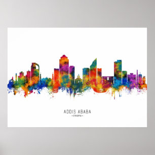 Póster horizonte de Addis Abeba Etiopía