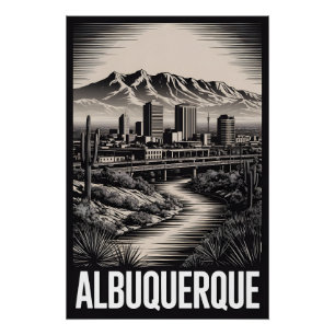 Póster Horizonte de Albuquerque Nuevo México Grabado en M