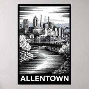 Póster Horizonte de Allentown Pennsylvania en Grabado en 