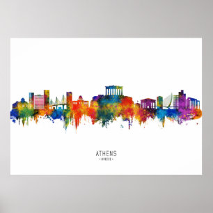 Póster Horizonte de Atenas Grecia