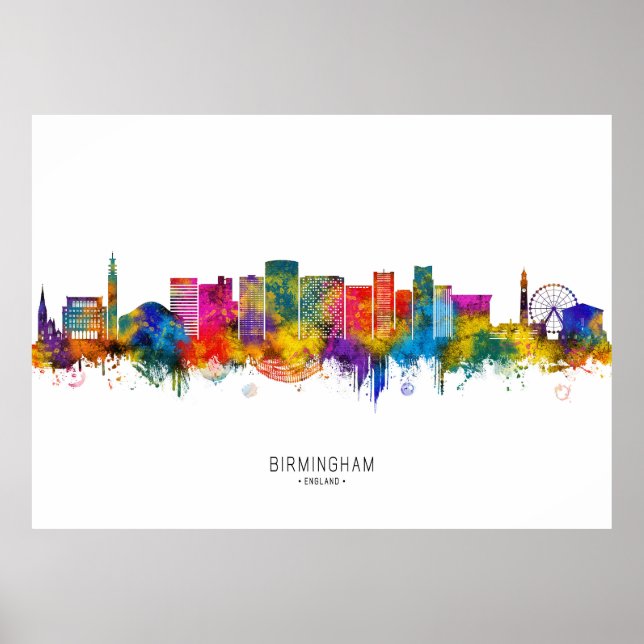 Póster Horizonte de Birmingham Inglaterra (Frente)