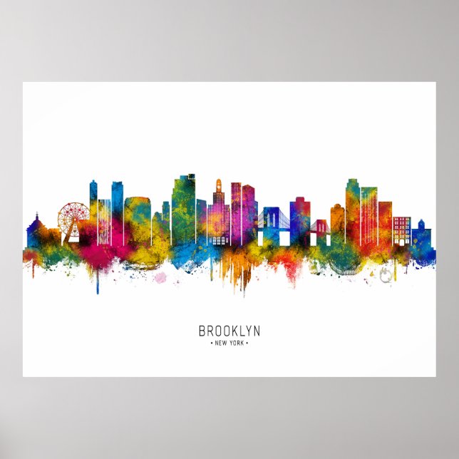 Póster Horizonte de Brooklyn Nueva York (Frente)