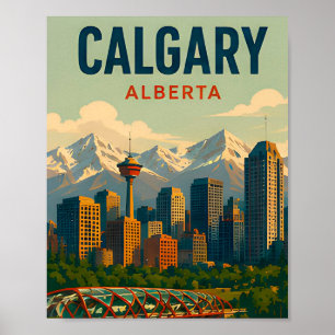 Póster Horizonte de Calgary Canadá Montañas Rocosas Viaje