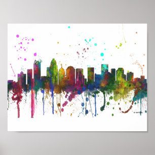 PÓSTER HORIZONTE DE CHARLOTTE, CAROLINA DEL NORTE