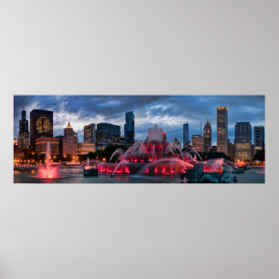 Póster Horizonte de Chicago en lona
