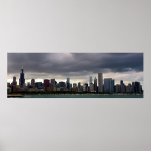 Póster Horizonte de Chicago - Stormclouds - poster del