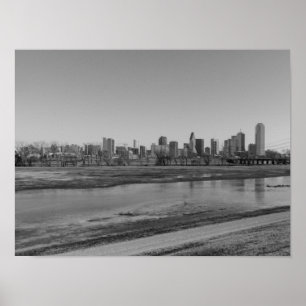 Póster Horizonte de Dallas en escala de grises
