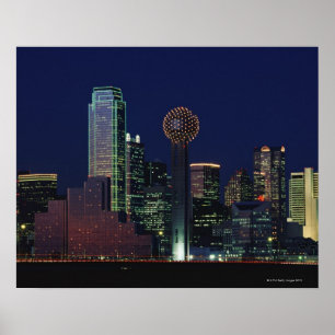 Póster Horizonte de Dallas en la noche