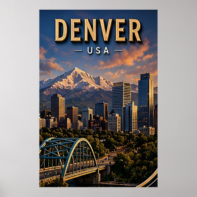 Póster Horizonte de Denver y Montañas Rocosas  (Frente)