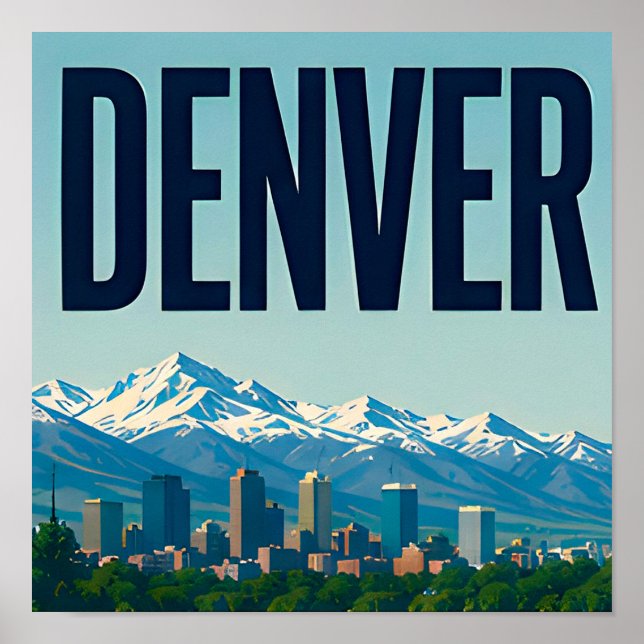 Póster Horizonte de Denver y Montañas Rocosas (Frente)