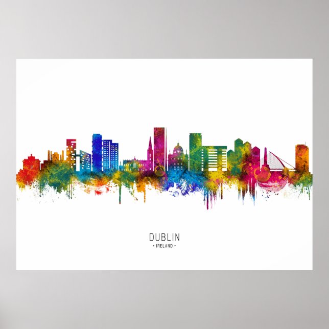 Póster Horizonte de Dublín Irlanda (Frente)