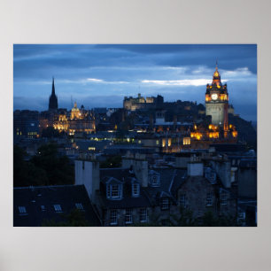 Póster Horizonte de Edimburgo en la oscuridad