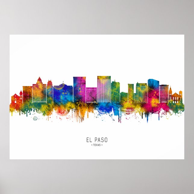 Póster Horizonte de El Paso Texas (Frente)