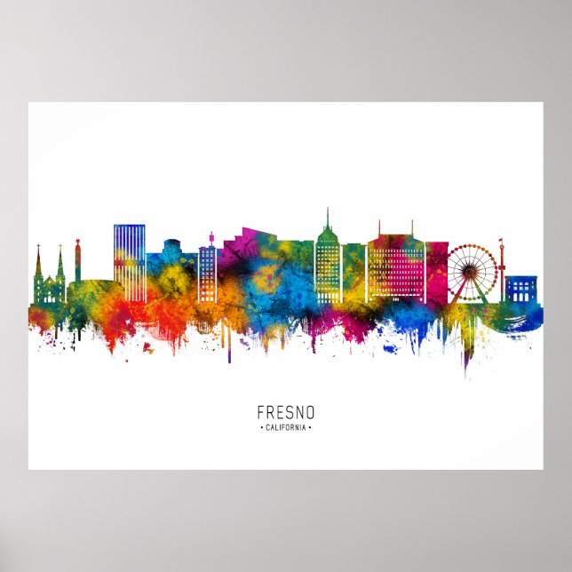 Póster Horizonte de Fresno California (Frente)