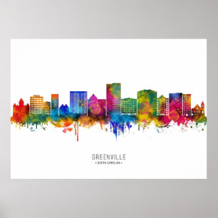 Póster Horizonte de Greenville Carolina del Sur
