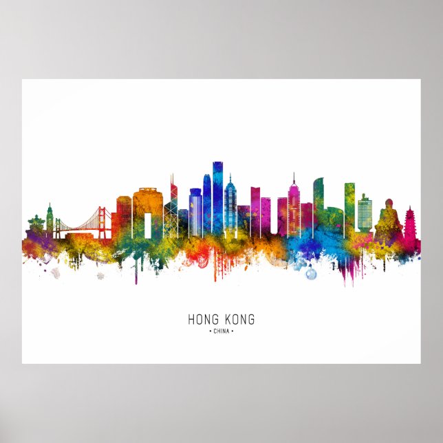 Póster Horizonte de Hong Kong China (Frente)