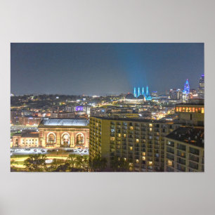 Póster Horizonte de Kansas City, Misuri, de noche