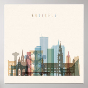 Póster Horizonte de la ciudad de Bruselas, Bélgica el
