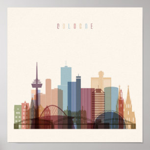 Póster Horizonte de la ciudad de Colonia, Alemania el  