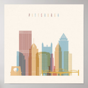 Póster Horizonte de la ciudad de Pittsburgh, Pennsylvania