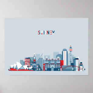 Póster Horizonte de la ciudad de Sydney Australia