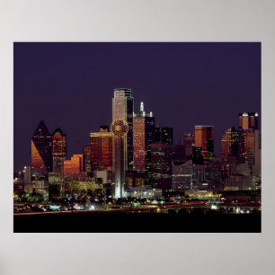 Póster Horizonte de la noche de Dallas, Tejas