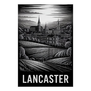 Póster Horizonte de Lancaster Pennsylvania en Grabado en