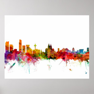 Póster Horizonte de Liverpool Inglaterra