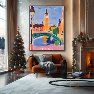 Póster Horizonte de Londres con arquitectura icónica en e