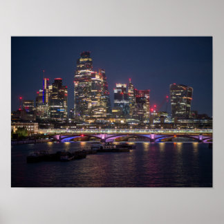 Póster Horizonte de Londres por la noche