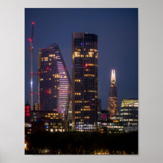 Póster Horizonte de Londres por la noche