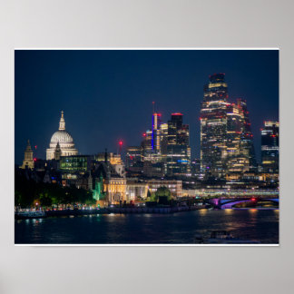 Póster Horizonte de Londres por la noche