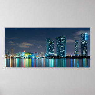 Póster Horizonte de Miami en el poster de la oscuridad