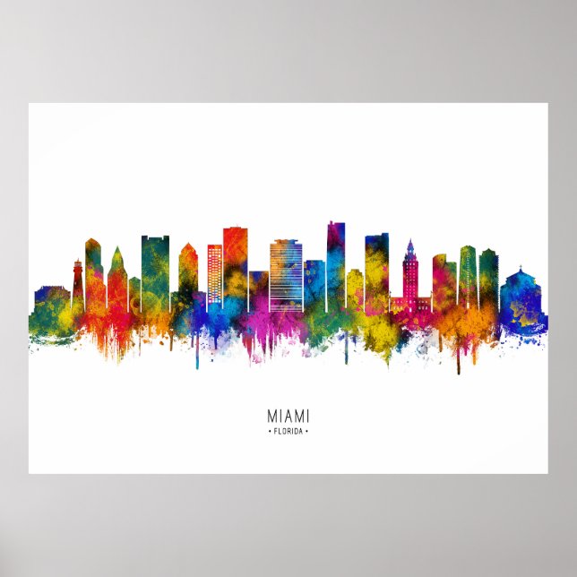 Póster Horizonte de Miami Florida (Frente)