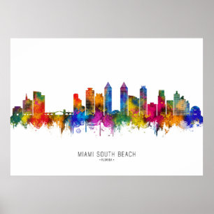 Póster Horizonte de Miami South Beach Florida