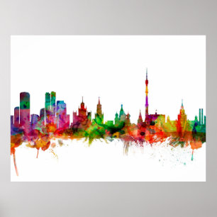Póster Horizonte de Moscú Rusia