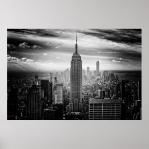 Póster Horizonte de New York City blanco y negro
