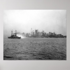 Póster Horizonte de Nueva York desde el puerto, 1920. Fot
