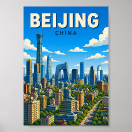 Póster Horizonte de Pekín China Paisaje Urbano Moderno
