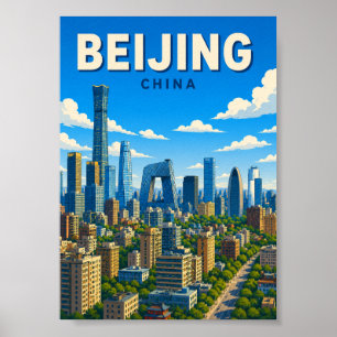 Póster Horizonte de Pekín China Paisaje Urbano Moderno
