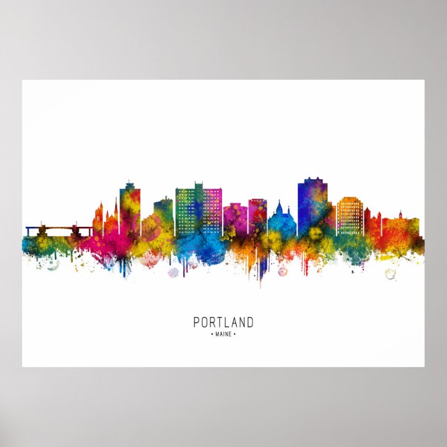 Póster Horizonte de Portland Maine (Frente)
