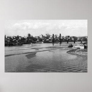 Póster Horizonte de Portland, Oregon del río de