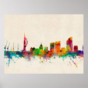 Póster Horizonte de Portsmouth Inglaterra