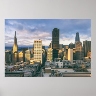 Póster Horizonte de San Francisco al Atardecer
