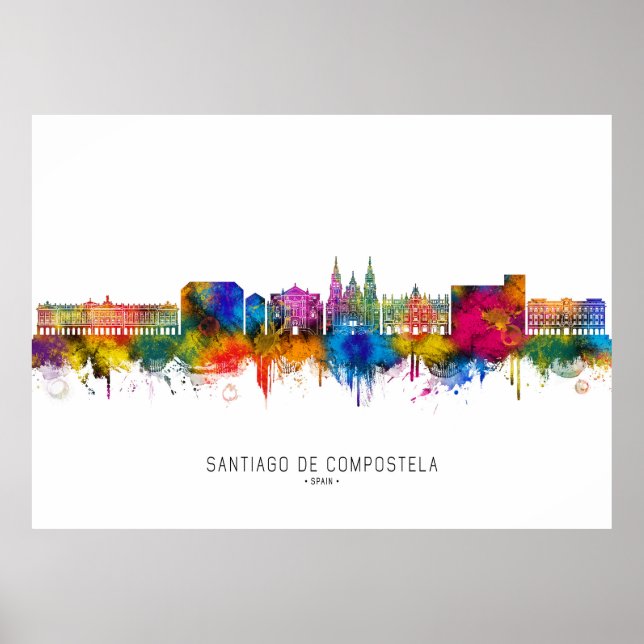Póster Horizonte de Santiago de Compostela España (Frente)
