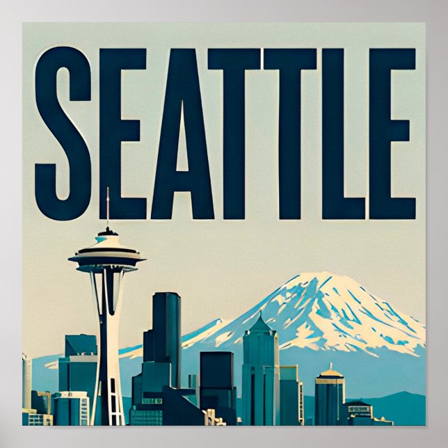 Póster 🌲 Horizonte de Seattle Washington (Frente)